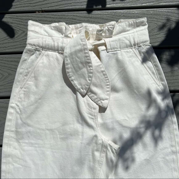 LOS ANGELES ATLIER & OTHER STORIES Paperbag Waist Ivory Color Full Leg Size 10 - Picture 3 of 11